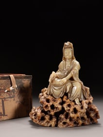 A Shoushan Furong Seated Guanyin Statue Attributed to Yuxuan