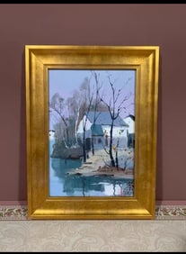 A Framed Oil Painting Depicting Landscape Attributed to Wu Guanzhong