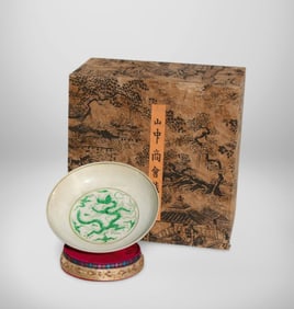 A White and Green Dragon Plate