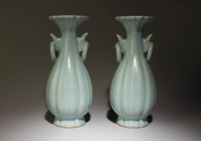 A Pair of Celadon Glazed Vases
