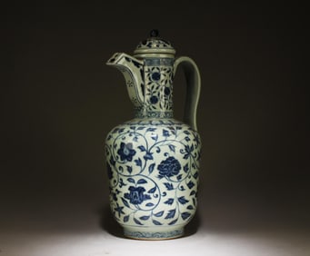 A Chinese Blue and White Teapot with Lid