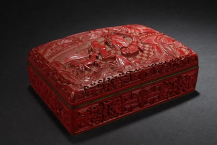 Antique Chinese Cinnabar Lacquer Trinket Box
