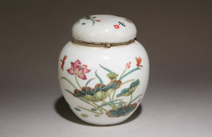 A Famille Rose Tea Container