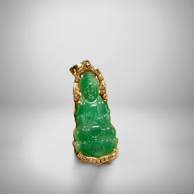 An Old Natural Guanyin Jadeite Pendant