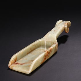 A Hetian Jade Sheep-Head Medicine Spatula