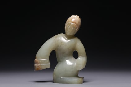 A Hetian Jade Dancing Figurine Ornament
