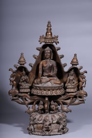 A Bronze Three Deities Seated Statue