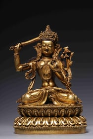 A Gilt Bronze Manjusri Seated Statue
