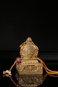 A Gilt Bronze Tibetan Buddhist Seal
