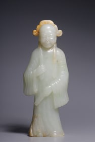 A Hetian White Jade Official Figure