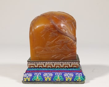 A Shoushan Tianhuang Stone Landscape Carved Square Seal