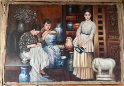 A Painting Depicting Return on Cotton Linen by Chen Yifei