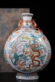 A Doucai Glaze Flattened Vase