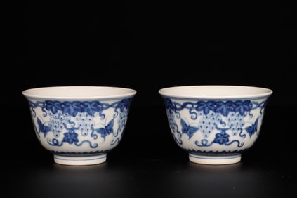 A Pair of Blue and White Cups