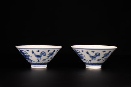 A Pair of Blue and White Cups