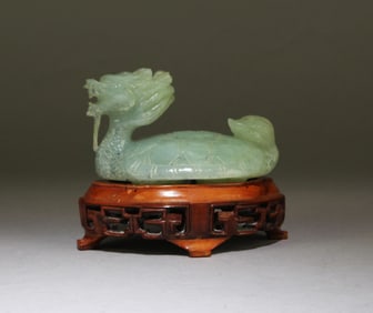 A Celadon Color Jade Dragon Turtle