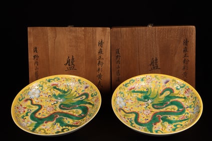 A Pair of Fencai Plates