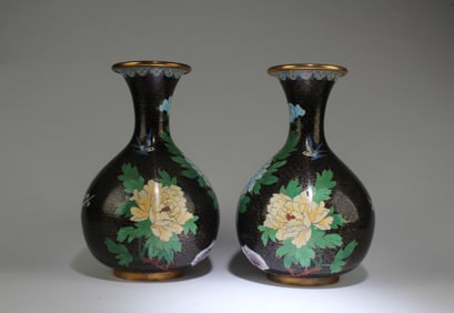 A Pair of Cloisonne Vases