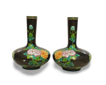 A Pair of Cloisonne Vases