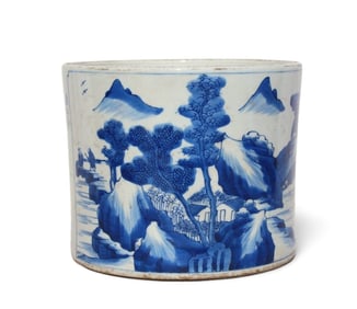 A Blue and White Brush Pot