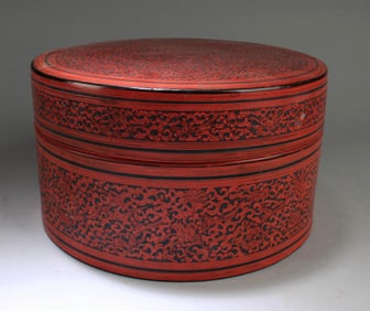 Antique Chinese Lacquer Round Container