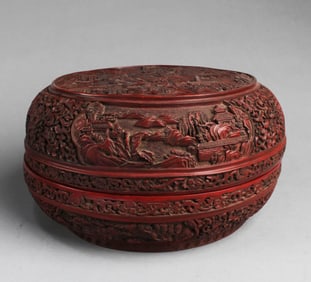 Chinese Cinnabar Lacquer Round Container