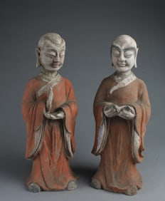 A Group of Two Pottery Figurine
