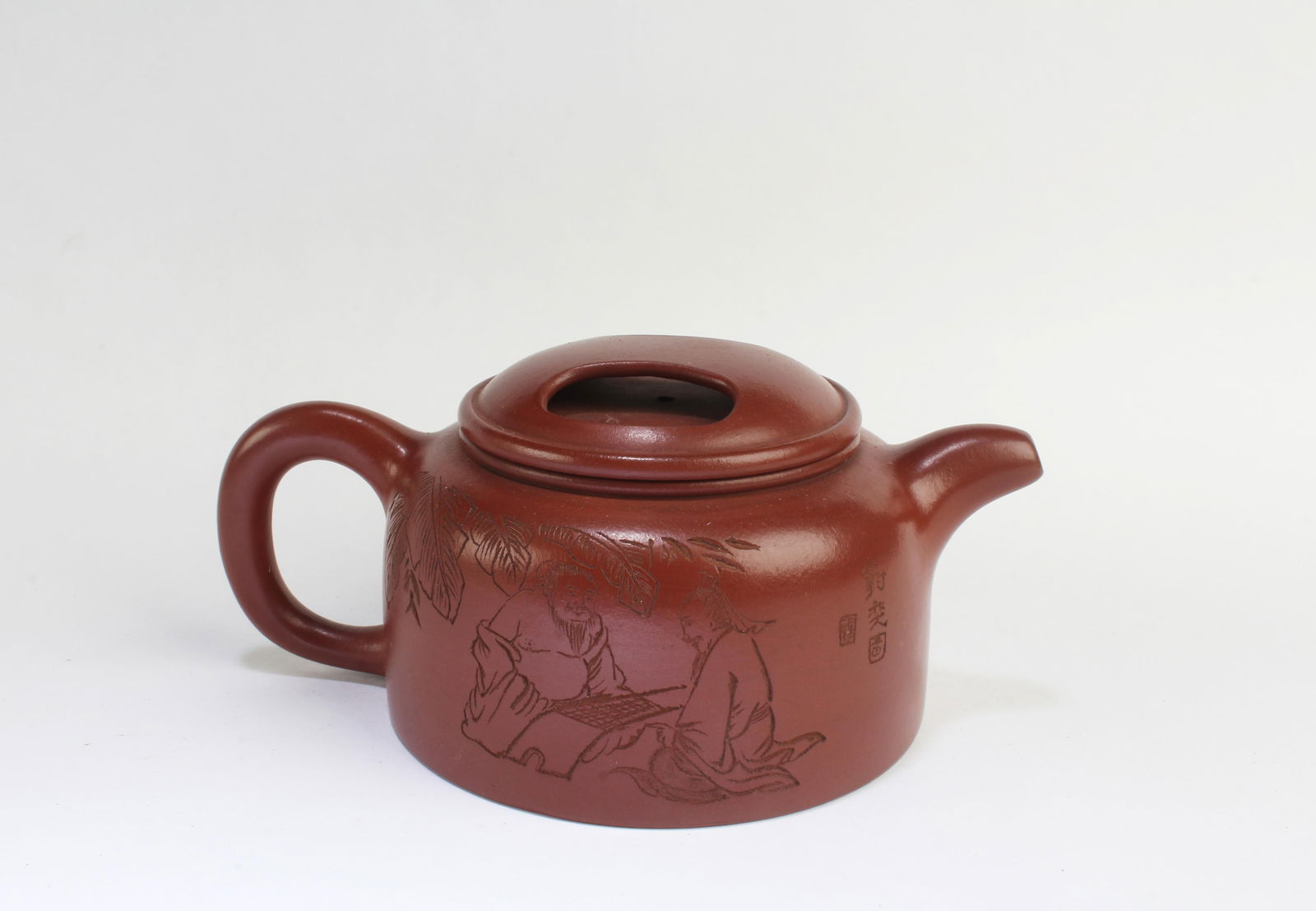 Chinese Zisha Teapot: Chinese Zisha Teapot. Length: 6.5"