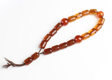 An Antique Chinese Amber Prayer Beads
