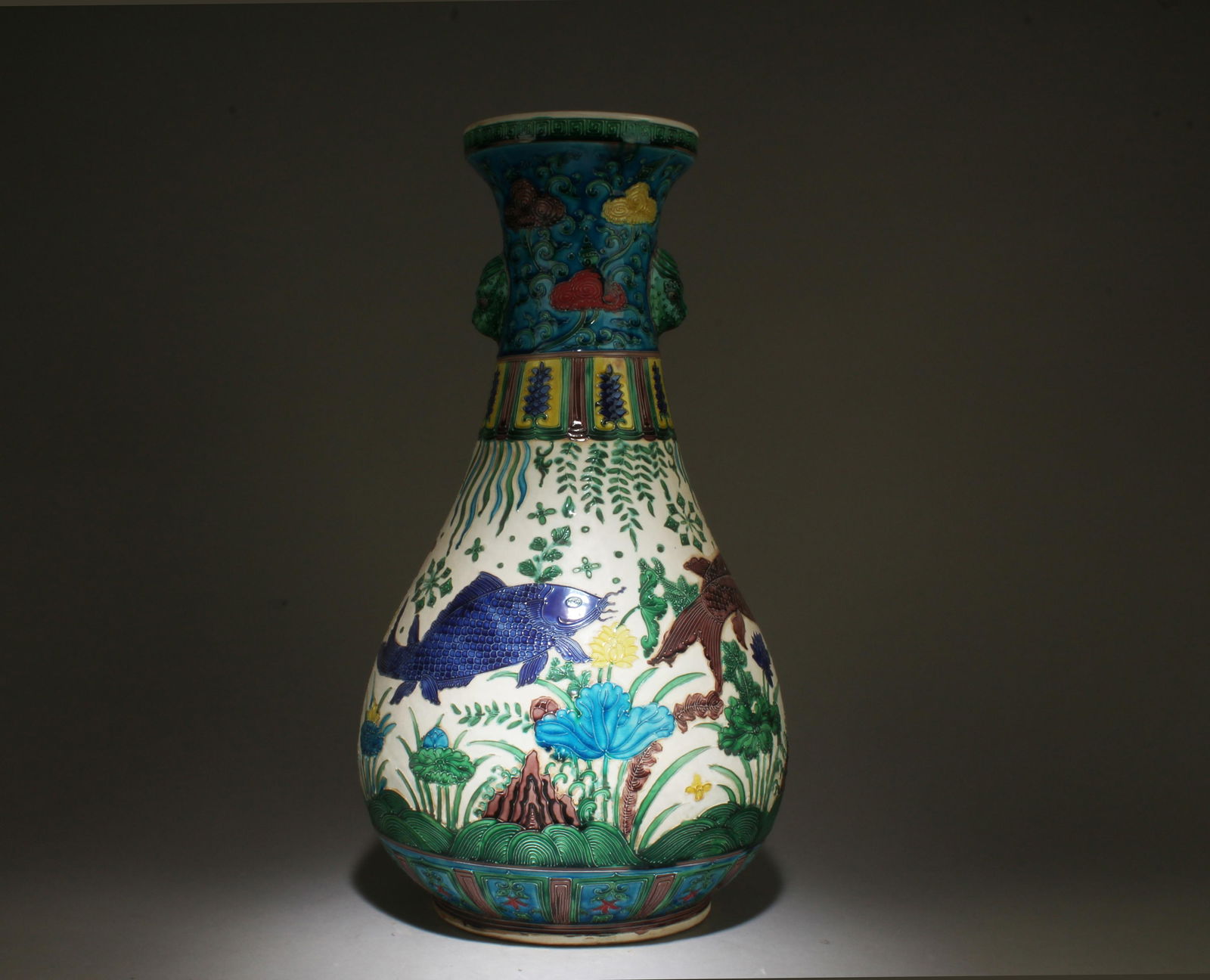 A Large Polychrome Porcelain Vase (1 of 7)