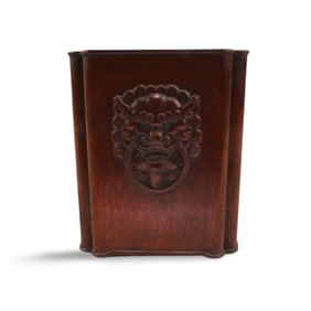 A Carved Hardwood Brushpot