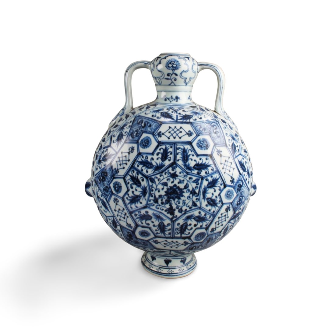 Chinese Blue & White Porcelain Moonflask Vase: Chinese Blue & White Porcelain Moonflask Vase. Height: 16.5"