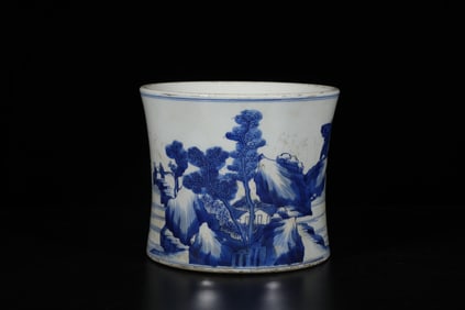 A Blue & White Porcelain Brushpot