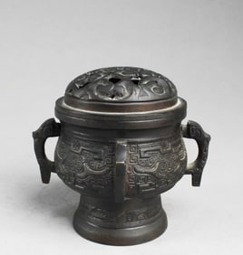 Chnese Bronze Censer With Lid
