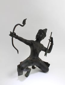 Antique Bronze & Clay Deity Statue