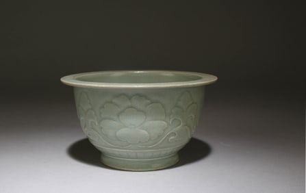 A Longquan Brush Pot with Lotus Motif