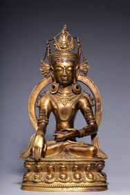 A Gilt Bronze Amitayus Buddha Statue