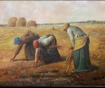 A Canvas Oil Painting "Farmhouse" Attributed To Millet