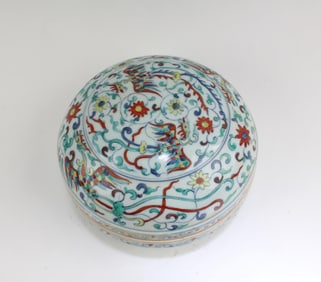 Phoenix, Flower Porcelain Round Covered Container