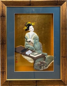 A Japanese Geisha Framed Art Decoration