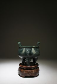 Chinese Spinach Jade Tripod Censer