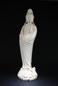 A Blanc De Chine Standing Guanyin Statue