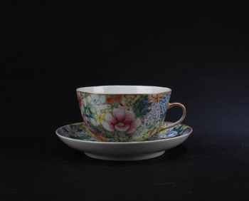 Chinese Polychrome Cup Cum Saucer
