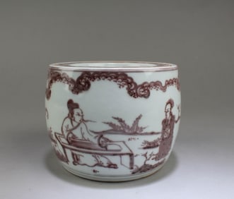 Chinese Iron Red Cricket Porcelain Container