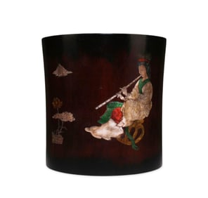 A Hardwood Brushpot Holder