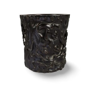 A Carved Wooden Brushpot