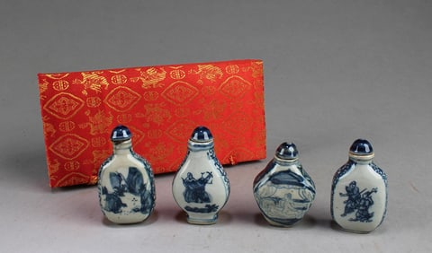 A Group of Four Chinese Porcelain Snuff Bottles