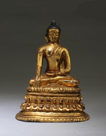 15th Century Gilt Bronze Buddha Statue