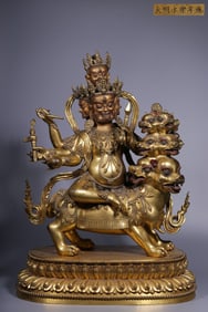 A Gilt Bronze Mahakala Statue