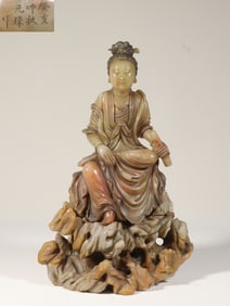A Shoushan Stone Guanyin Statue
